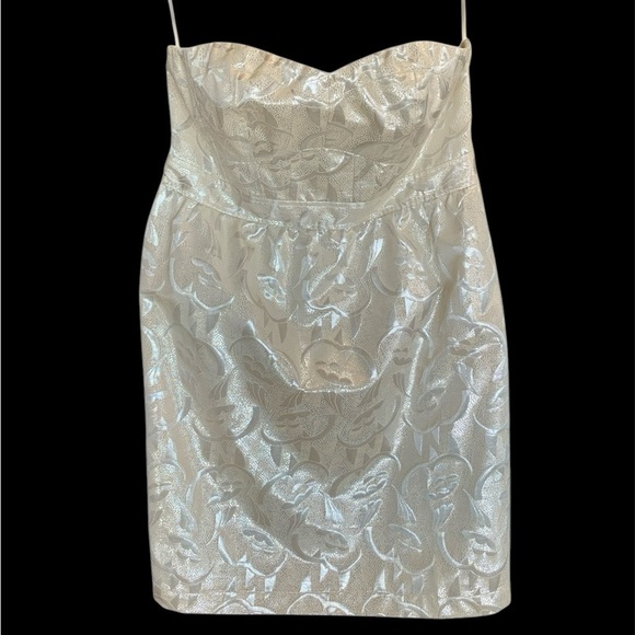 American Eagle Dress Strap or Strapless Bridal Events Jacquard Cream Silver 12 - Picture 4 of 16